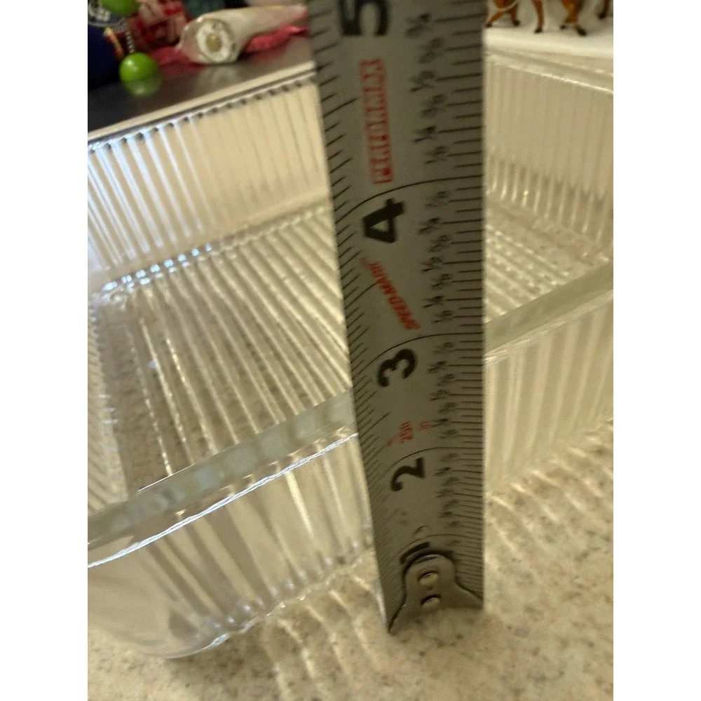 Vintage Clear Glass Square Baking Casserole Serving Dish Ribbed 8.25 Inch